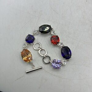 NVC Nataliya V Collister Bracelet Multicolor Crystal CZ Gemstone Silver Tone Red